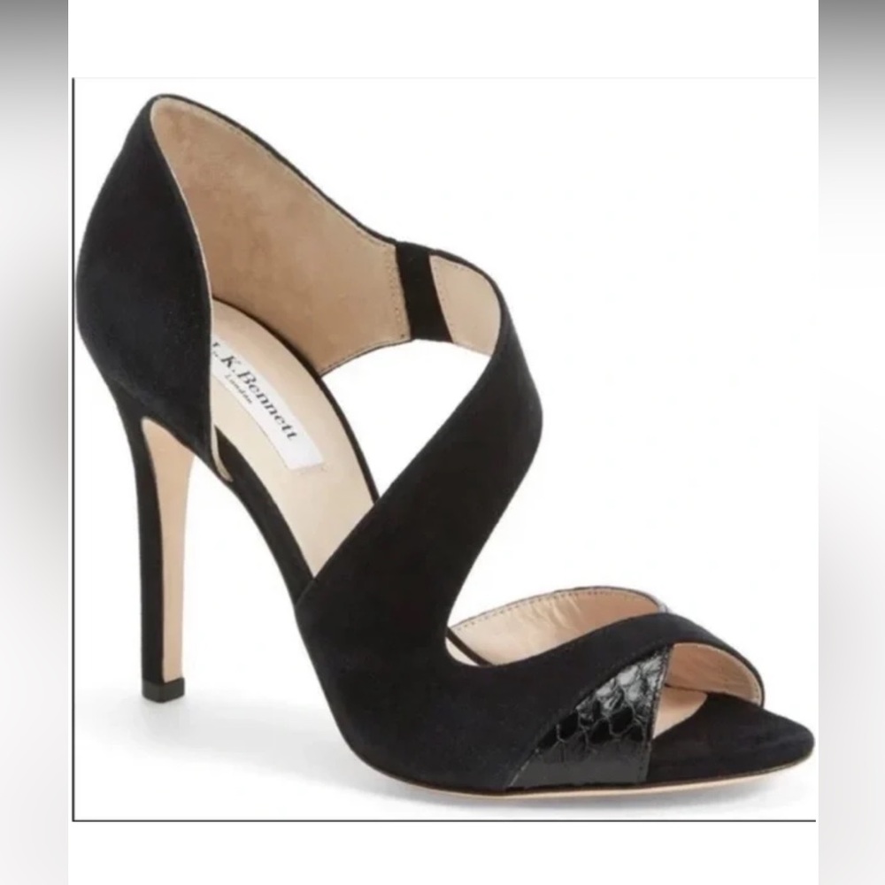 L.K. Bennett Laurea Suede & Snake Leather Heels